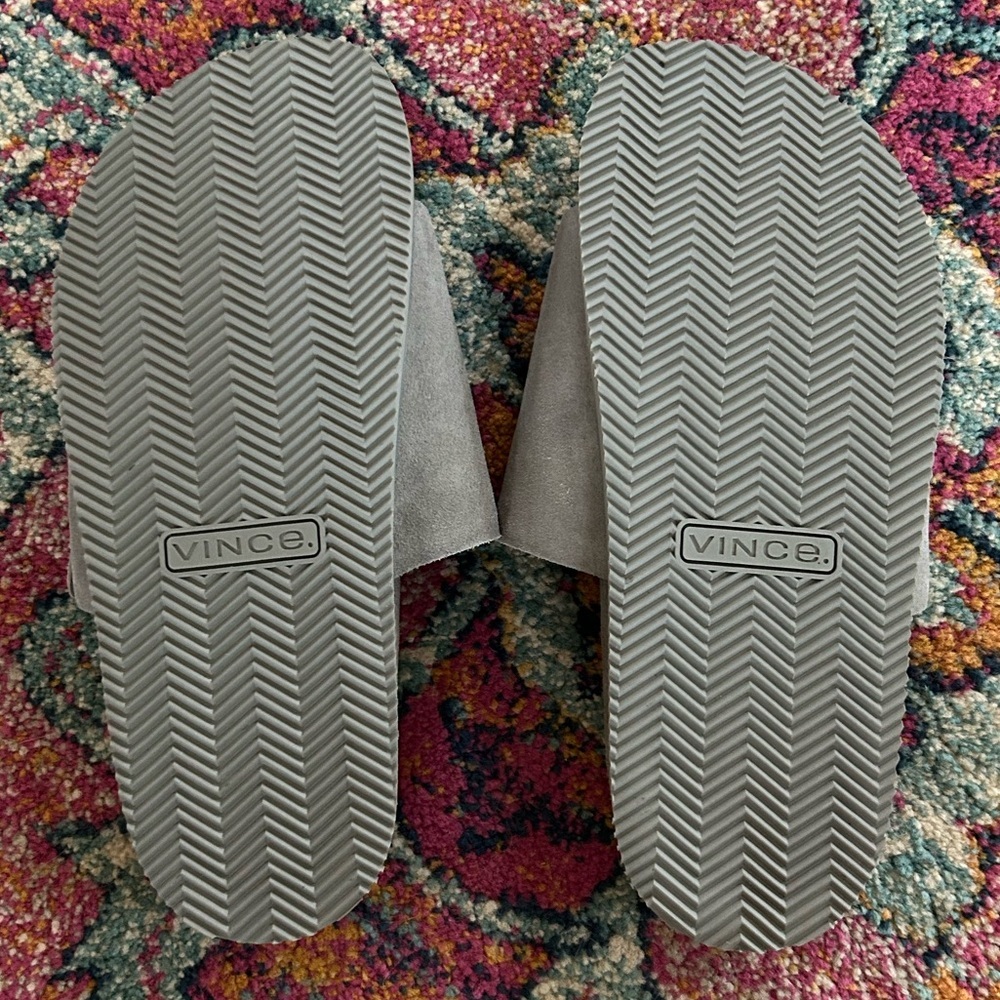 Vince | Men’s ‘Smoke’ Grey Suede Velcro Del Rey Classic Slide Sandals, size 8.5 - Picture 15 of 16
